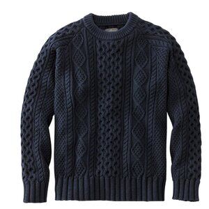 NWT LL Bean Women's Fisherman Crewneck Sweater in Navy Size Medium